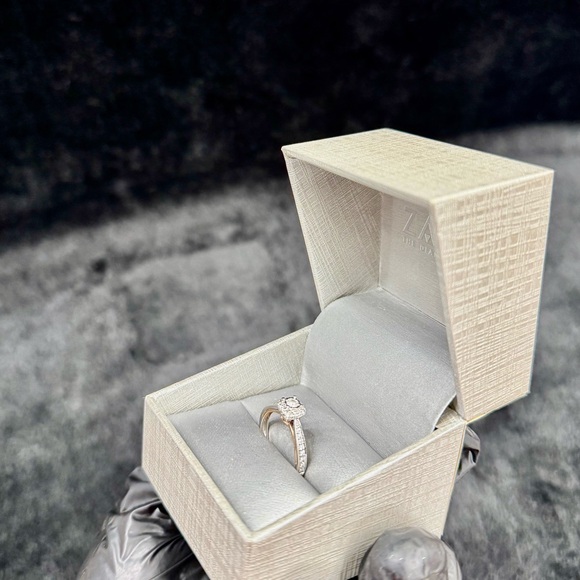 Zales Diamond Cushion Frame Engagement Ring in 10K Two-Tone Gold Size 6.5 - Picture 5 of 17